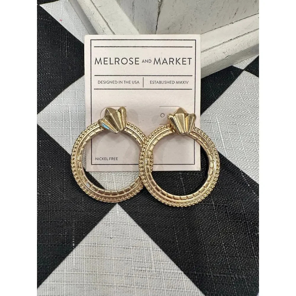 Melrose Market Gold hoop earrings nickel free casual dressy new with tags